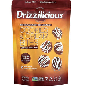 Drizzilicious - Rice Cake Mini Cookies & Cream Bites, 4 Oz | Pack of 6