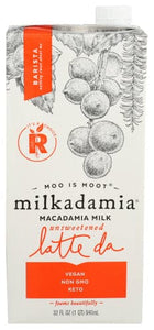 Milkadamia Macadamia Milk, Unsweetened Latte Da Barista Blend, 32 Fl Oz
| Pack of 6
