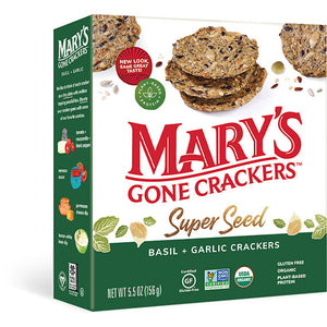 Mary's Gone Crackers - Super Seed Basil & Garlic Crackers, 5.5oz
| Pack of 6