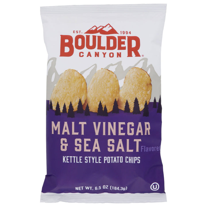 Boulder Canyon - Malt Vinegar & Sea Salt Kettle Style Potato Chips, 6.5 Oz | Pack of 12
