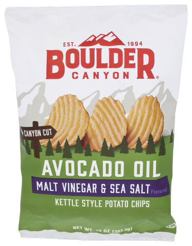 Boulder Canyon - Avocado Oil Malt Vinegar & Sea Salt Chips, 10 Oz | Pack of 12