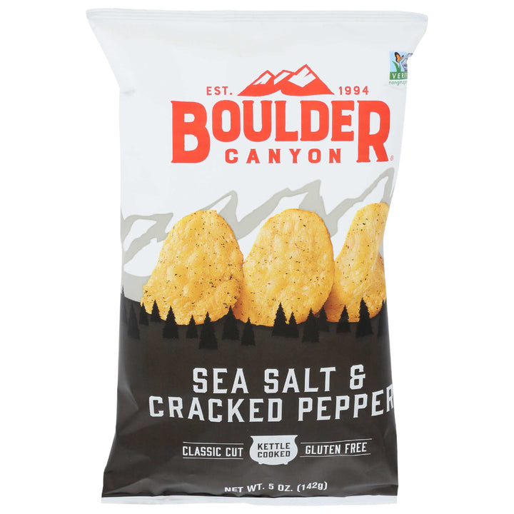 Boulder Canyon - Sea Salt & Cracked Pepper Kettle Chips, 5 Oz | Pack of 12