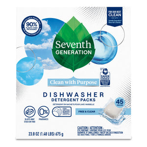 Seventh Generation - Free & Clear Dishwasher Detergent Packs, 45 Pc (Pack of 5)