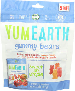 YumEarth - Gummy Bear Snack Pack, 3.5 Oz (Pack of 12)