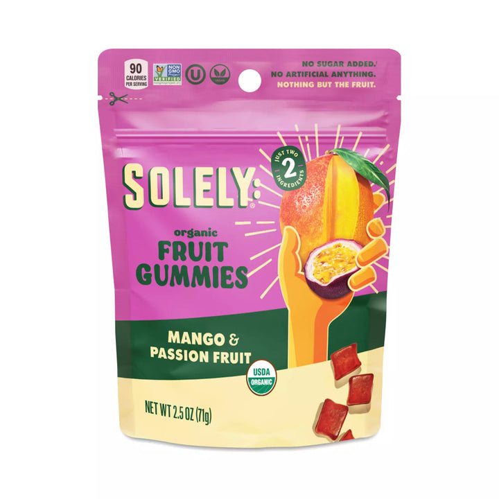 Solely - Organic Fruit Gummies, Mango & Passion Fruit, 2.5 Oz (Pack of 12)