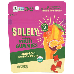 SOLELY - Organic Mango & Passionfruit Fruit Gummies 2.5OZ ( Pack of 12)
