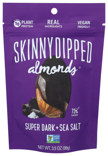SkinnyDipped - Super Dark Chocolate + Sea Salt Almonds, 3.5 Oz | Pack of 10