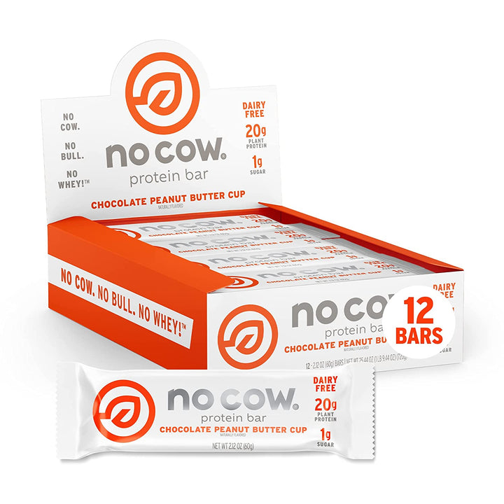 No Cow Bar - Chocolate Peanut Butter Cup Dipped 2.12 OZ - Pack of 12
