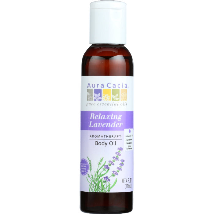 Aura Cacia - Body Oil Relaxing Lavender, 4 oz (Pack of 3)