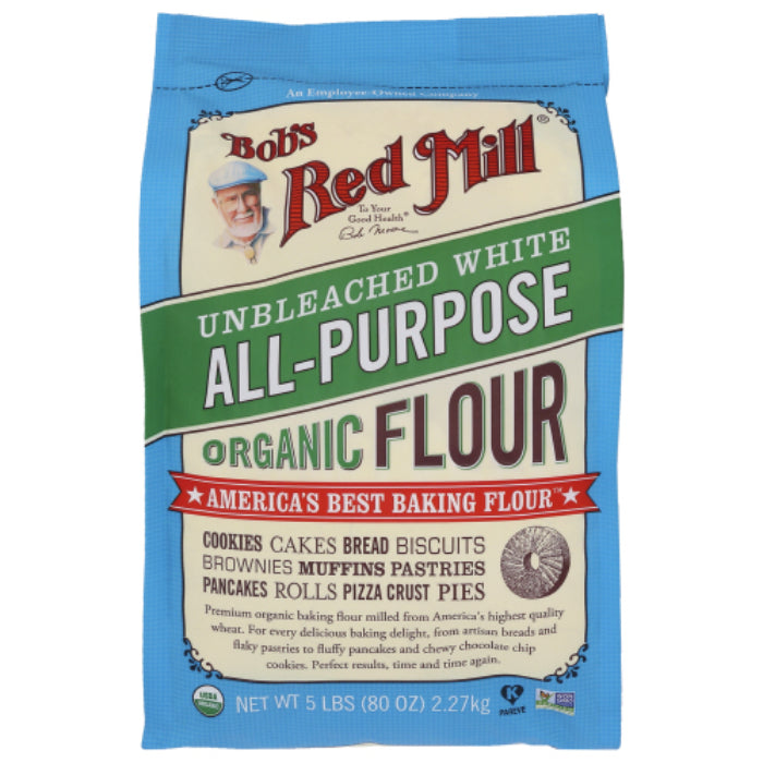 Bob's Red Mill - Flour, Unbleached, Organic, 5 Lb | Pack of 8