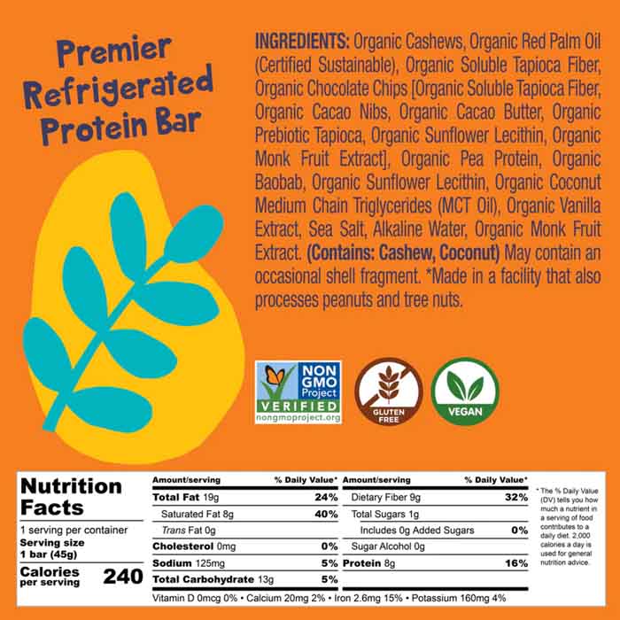 Bhu Foods - Bar Keto Chocolate Chip Cookie Dough - back