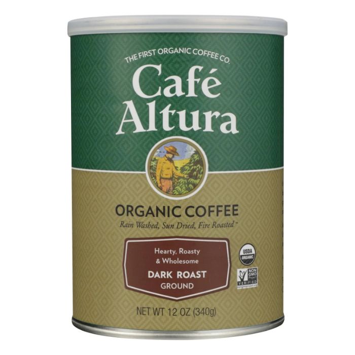 Cafe Altura - Organic Coffee Ground Dark Roast, 12 Oz | Pack of 6