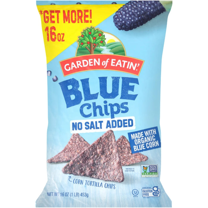 Garden of Eatin - Blue Corn Tortilla Chips No Salt, 16 oz | Pack of 12