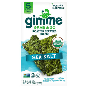 Gimme - Seaweed, Roasted Snack, Sea Salt, 5 Pieces, 0.7 oz | Pack of 6
