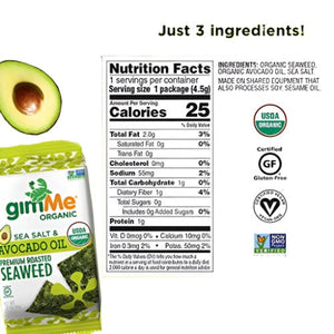 Gimme - Seaweed Sea Salt & Avocado Oil Organic, 0.95 Oz | Pack Of 8