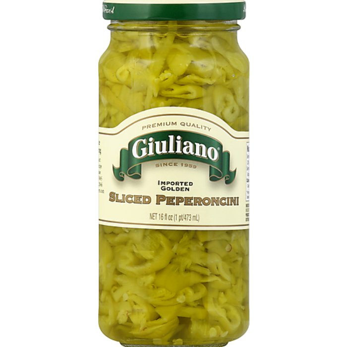 Giuliano - Peperoncini Greek Gldn Sliced, 16 Oz | Pack Of 6