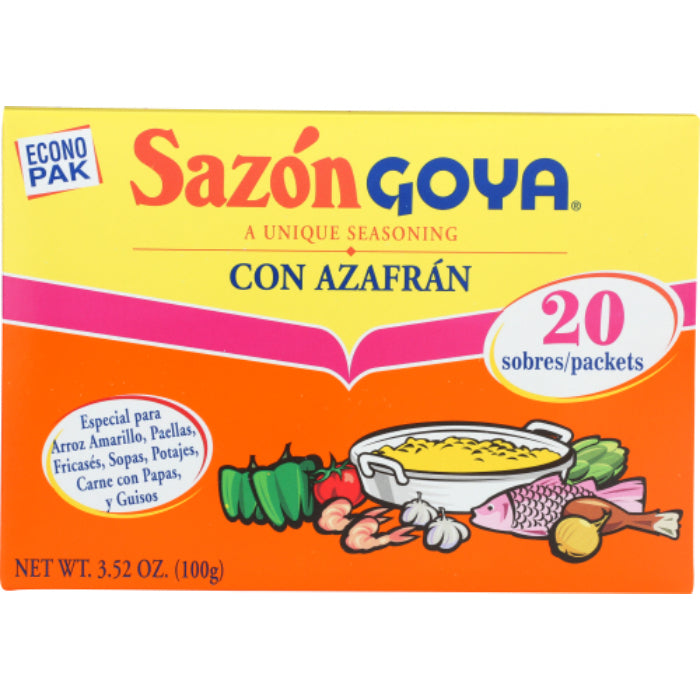 Goya - Sazón con Azafrán, 20 Count, 3.52 Oz | Pack of 18