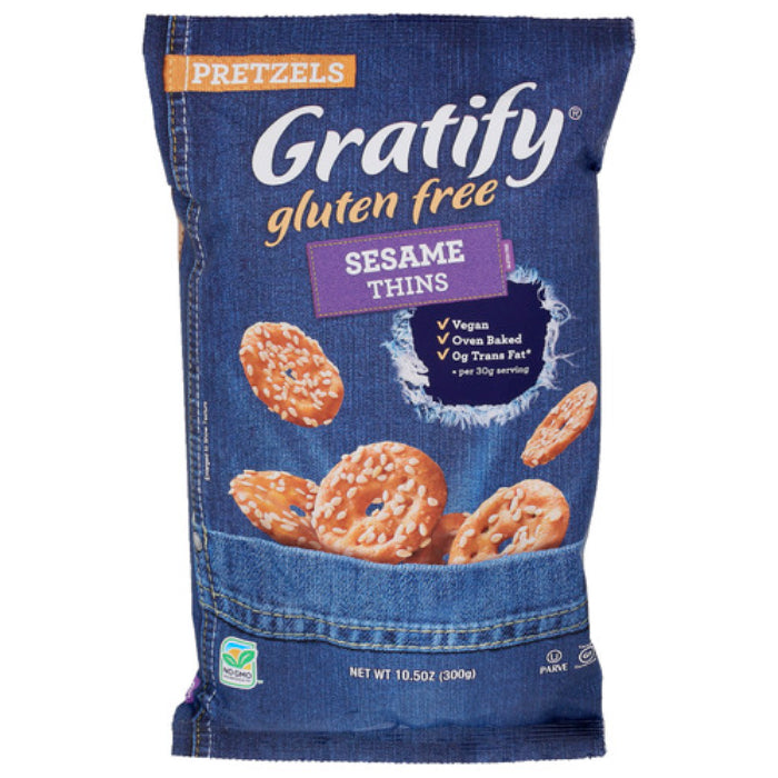 Gratify - Pretzel Sesame Thin Gluten-Free, 10.5 Oz | Pack of 6