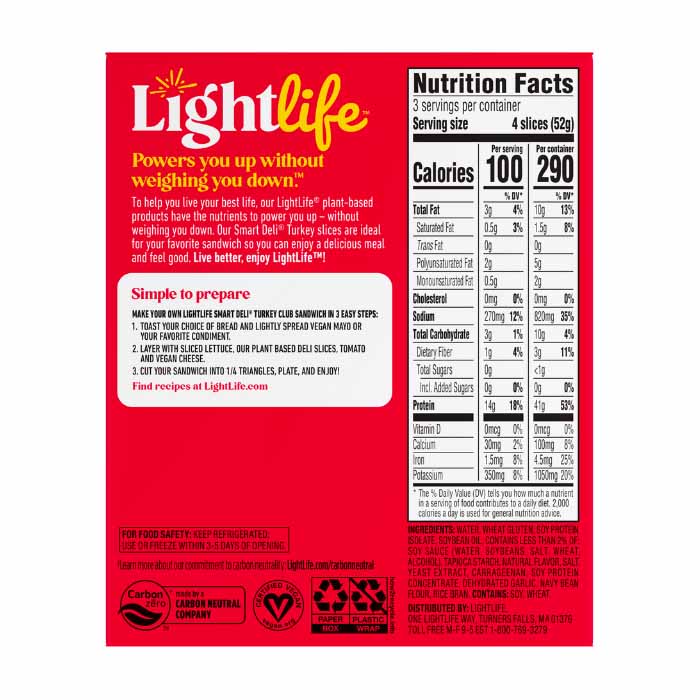 Lightlife - Smart Slice Turkey , 5.5oz | Pack of 8