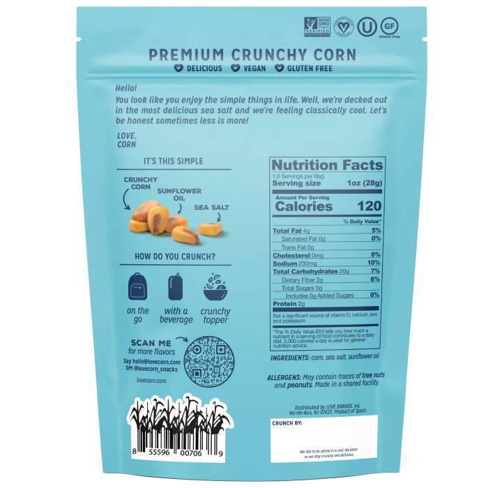 Love Corn - Premium Crunchy Corn, 4oz | Multiple Flavors