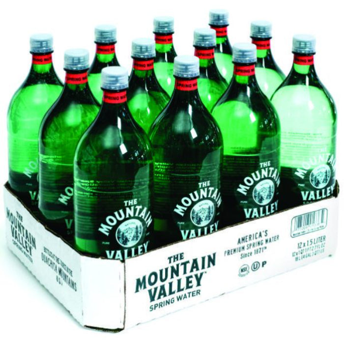 Mountain Valley - Water Spring PET Flat Cap, 1.5 L | Pack of 12
