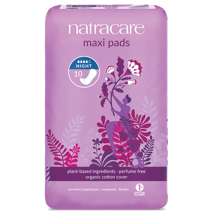 NATRACARE - Nighttime Maxi Pads 10PC ( Pack of 12)
