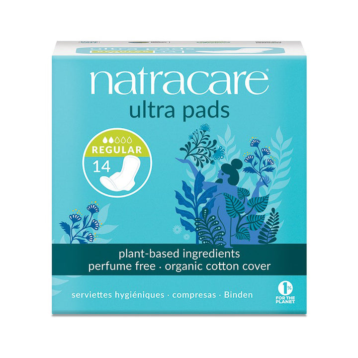 NATRACARE - Ultra Sanitary Pads Regular with Wings 14PC ( Pack of 3)