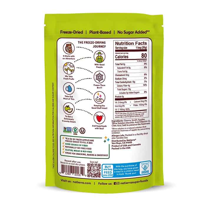 Natierra - Freeze Dried Fruit Apple, 0.7oz | Pack of 8