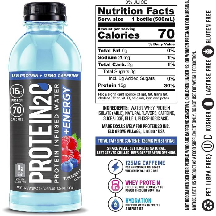 Protein2O Energy Blueberry Raspberry 16.9 Fo - Pack Of 12