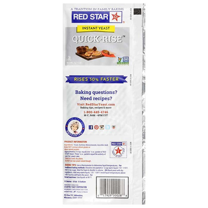 Red Star - Quick Rise Yeast Packets 3PK, 0.75 Oz | Pack of 18