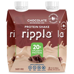 Ripple - Plant Protein Ready to Drink, Chocolate, 44 Fl Oz (4-Pack) | Pack of 6