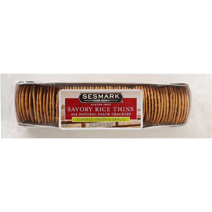 Sesmark - Toasted Onion & Garlic Crackers, 3.2 Oz | Pack of 12