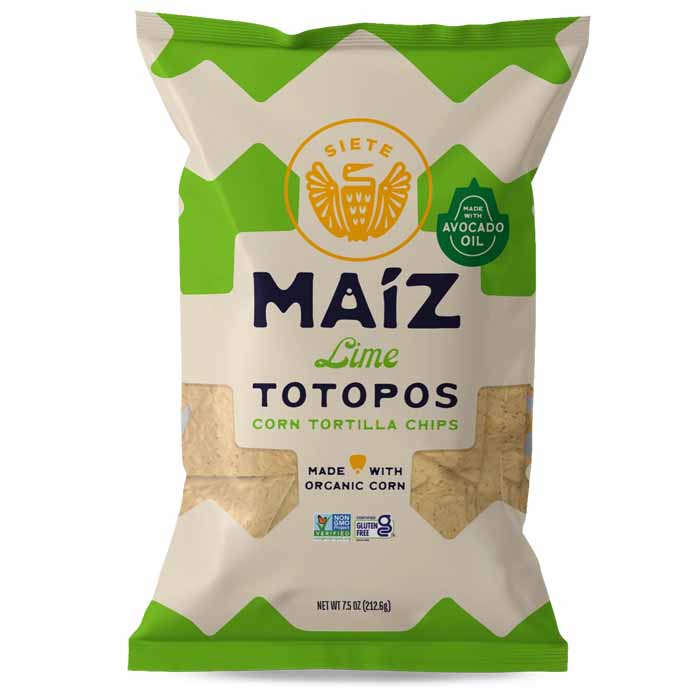 Siete - Totopos Lime Tortilla Corn Chips, 7.5 Oz | Pack of 6