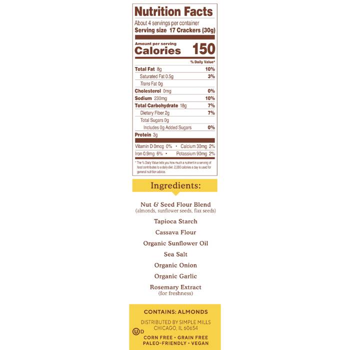 Simple Mills - Almond Flour Crackers Sea Salt, 4.25oz