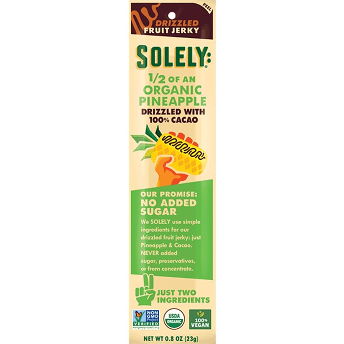 Solely - Pineapple Drizzled With 100% Cacao Organic Fruit Jerky, 0.8 oz
