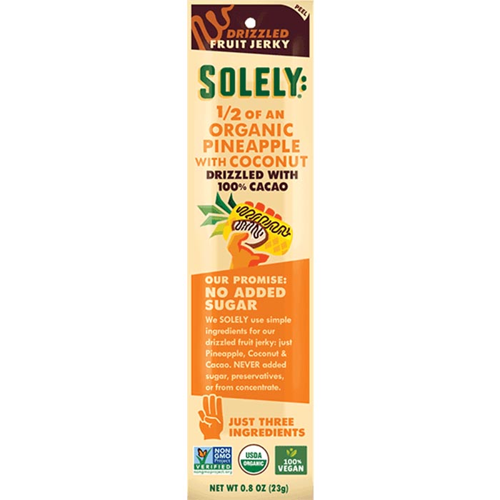 Solely - Pineapple & Coconut Drizzled With 100% Cacao Organic Fruit Jerky, 0.8 oz