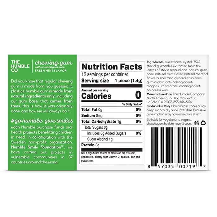 The Humble Co - Chewing Gum Fresh Mint, 12pieces | Pack of 12