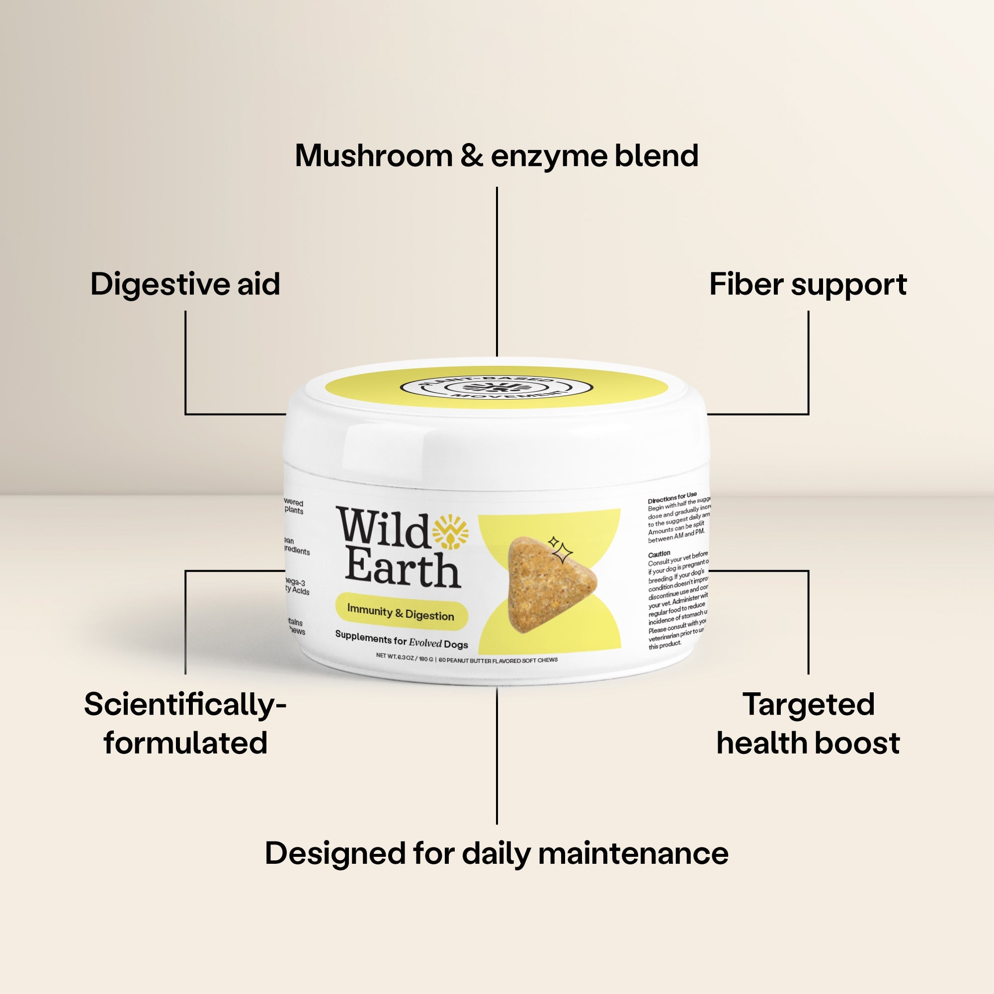 Wild Earth - Immunity & Digestion Dog Supplements, 60pc