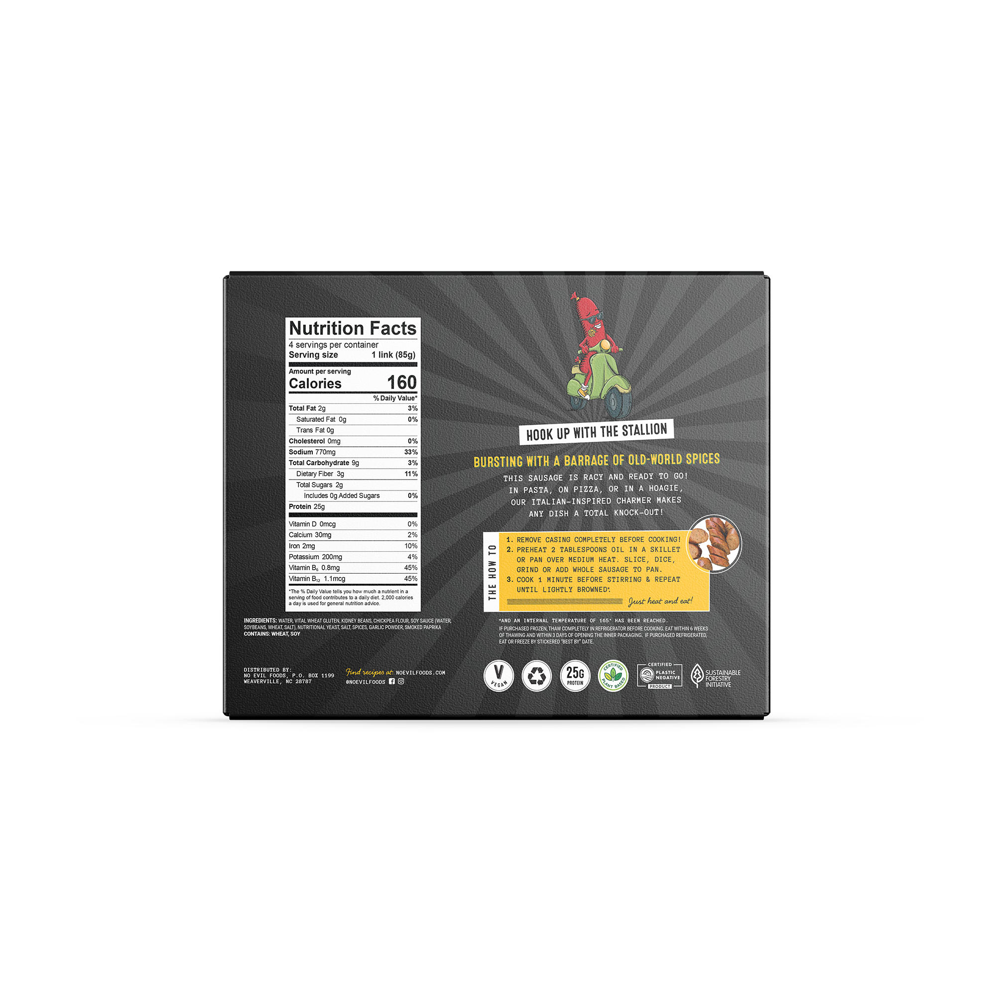 No Evil Foods - The Stallion: Italian Sausage, 12oz