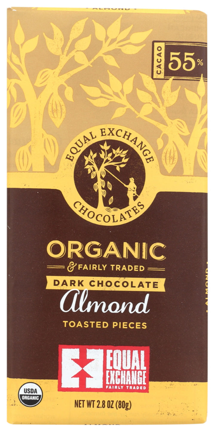 Equal Exchange - Organic Dark Almond Chocolate , 100g | Pack of 12 - Plan-txs