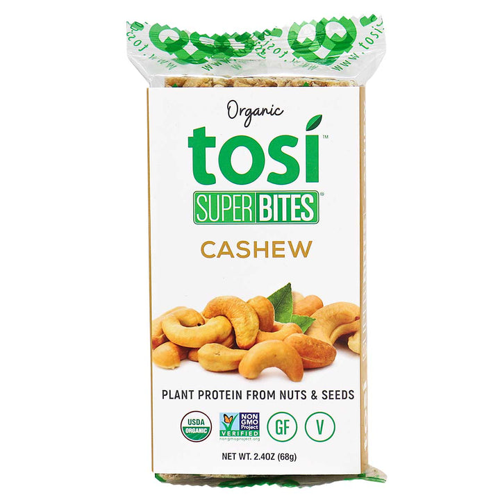 Tosi Organic SuperBites Vegan Snacks, Cashew, 2.4 Oz | Pack of 12 - Plan-txs