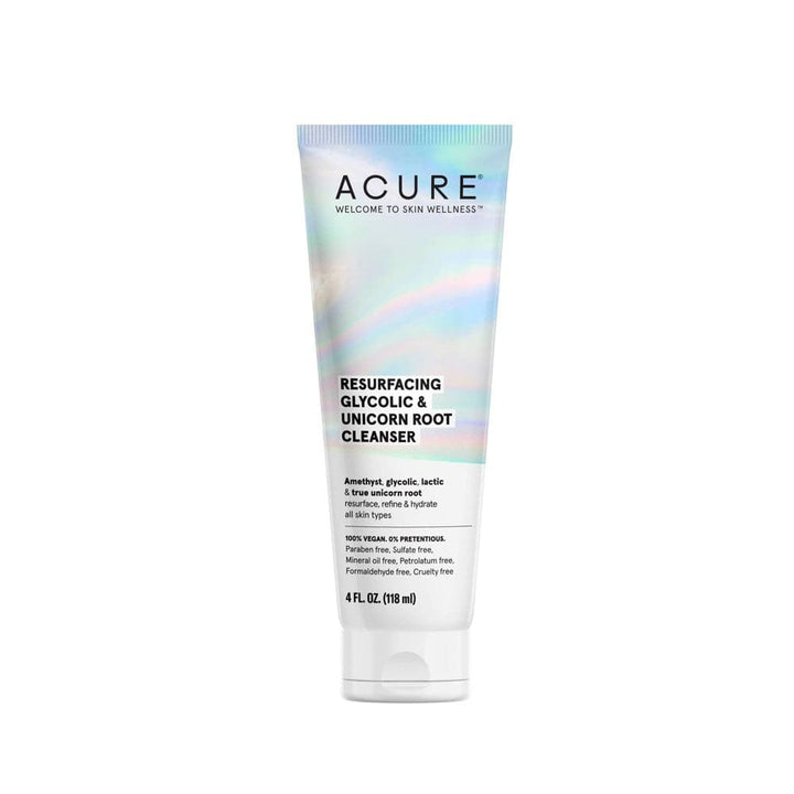 Acure - Resurfacing Glycolic & Unicorn Root Cleanser, 4oz - Plan-txs