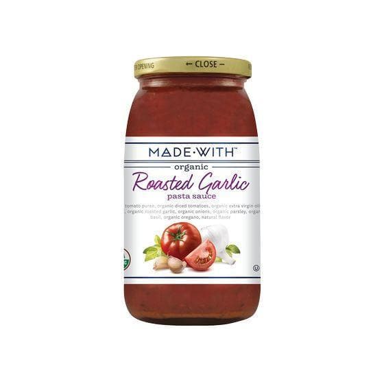 Made With Organic Roasted Garlic Pasta Sauce 24 Oz | Pack of 12 - Plan-txs