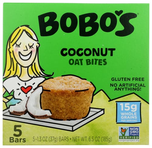 Bobo's Oat Bars - Oat Bites Coconut 5ct - 1.3 Oz | Pack of 6 - Plan-txs