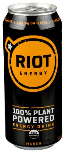Riot Energy, Mango Plant Based Energy Drink, 16 oz | Pack of 12 - Plan-txs
