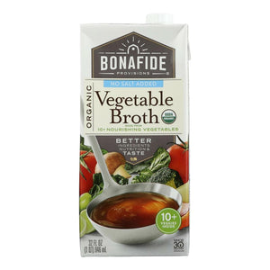 Bonafide Provisions - Broth Vegetable No Salt, 32 Oz | Pack of 6