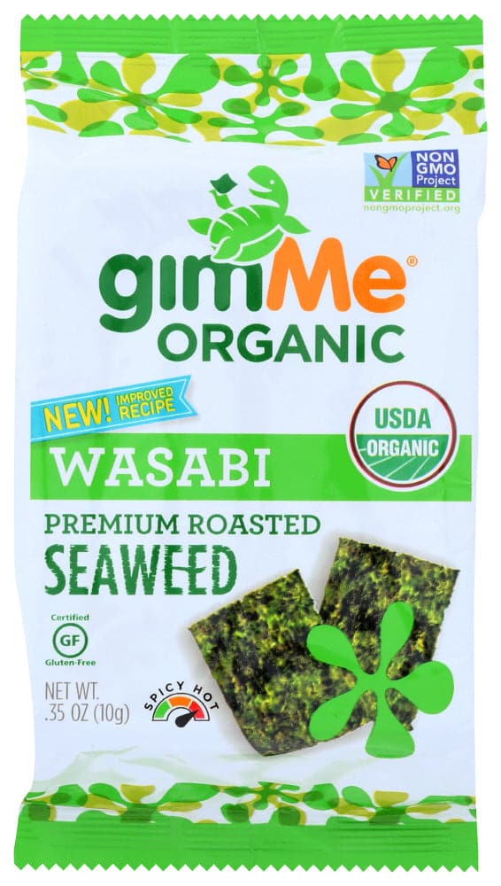Gimme Wasabi Flavored Roasted Seaweed Snacks 0.35 Oz | Pack of 12 - Plan-txs