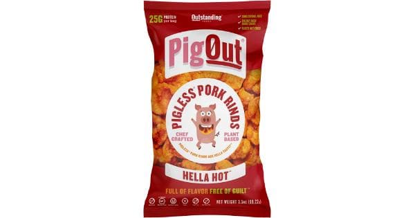 Pigout Vegan Pork Rind Hot, 3.5 oz
 | Pack of 12 - Plan-txs