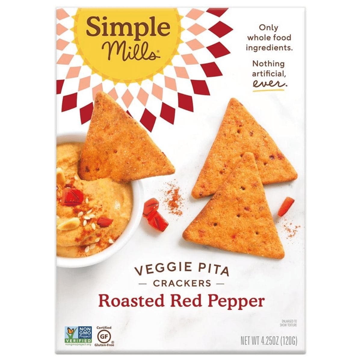 Simple Mills Cracker Pita Roasted Red Pepper, 4.25 oz
 | Pack of 6 - Plan-txs