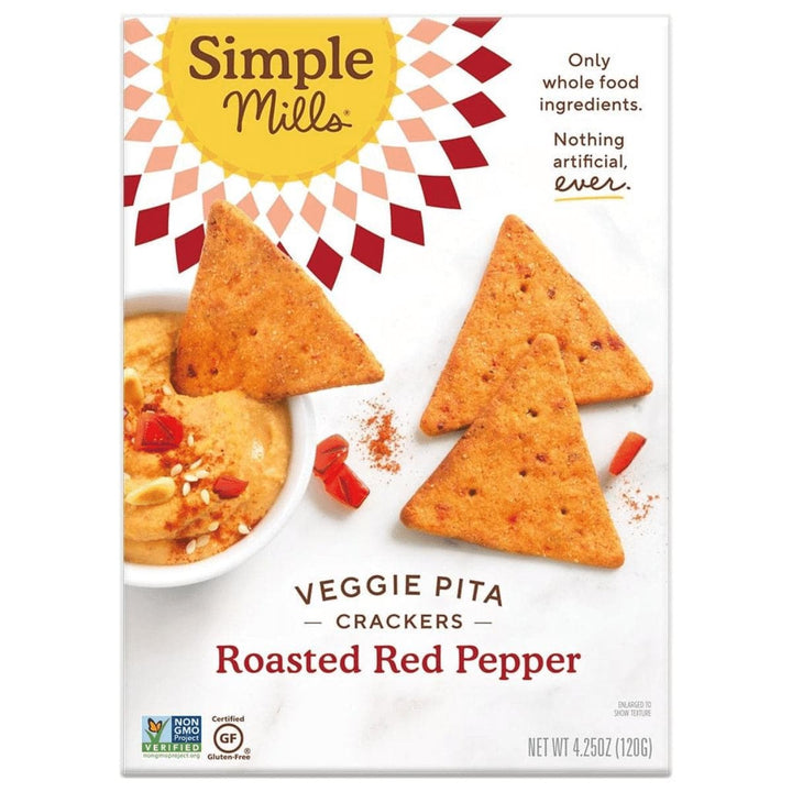 Simple Mills Cracker Pita Roasted Red Pepper, 4.25 oz | Pack of 6 - Plan-txs